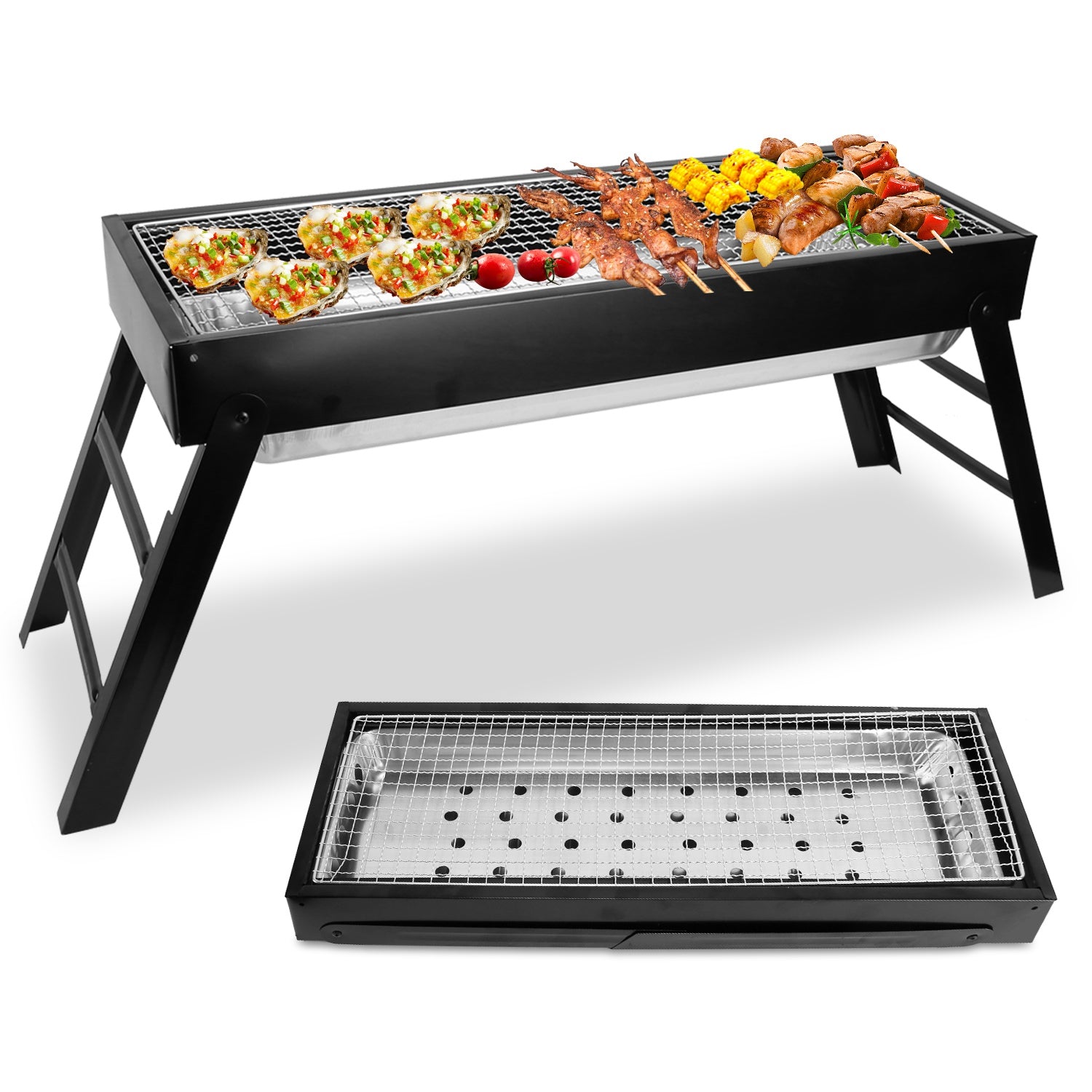 1Pc Foldable Charcoal BBQ Grill Stainless Steel Grill Net Easy Setup Portable Tabletop Barbecue Grill For Camping Picnic Outdoor Party Yard Fedex Shipping