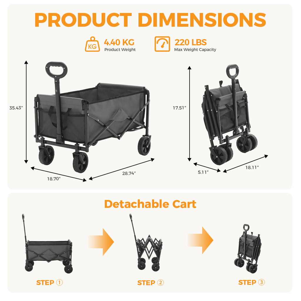Foldable Trolley, With Wheels, Foldable, Large Capacity, 330 Pounds, Multi-functional Trolley, Heavy-duty Design, With Elastic Handles