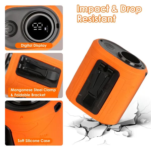 5 In 1 Portable Waist Clip Fan With 5 Speeds Flashlight Battery Operated Personal Wearable Turbo Belt Fan Hands-Free Neck Fan For Camping Travel Job Site