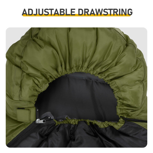 Rectangular Heated Sleeping Bag, Lightweight Sleeping Bag With Multi USB Powered Heating Pads, Waterproof Compact Envelope Sleeping Bag For Backpacking Hiking, Green