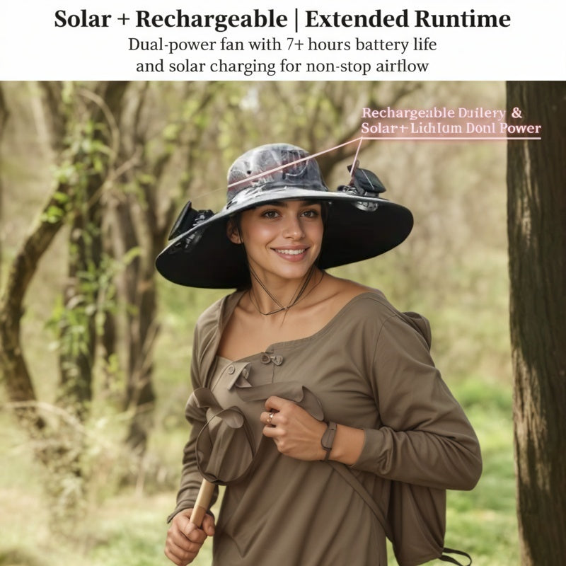 Solar Cooling Hat With Built-in USB Fan - For Outdoor Camping, Beach, And Construction - Lightweight And Breathable Sun Protection Hat For Men And Women - High-quality Outdoor Solar Fan Hat, Essential