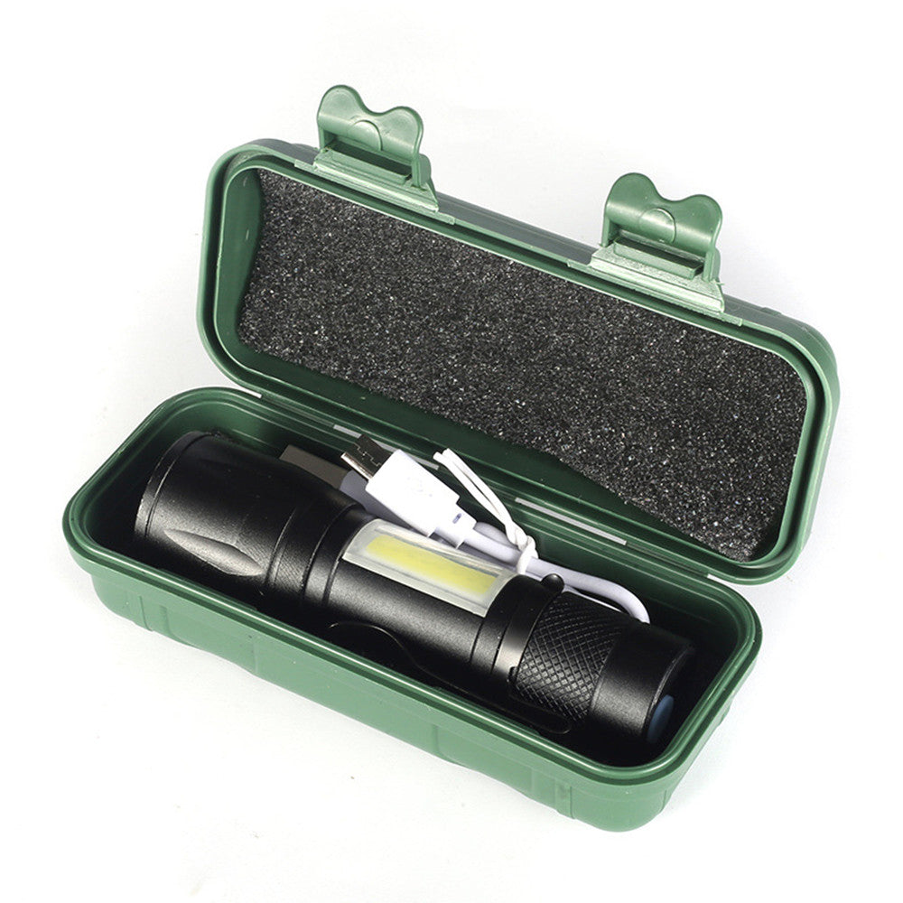 LED Telescopic Flashlight Military Torch USB Rechargeable Pen Light For Camping