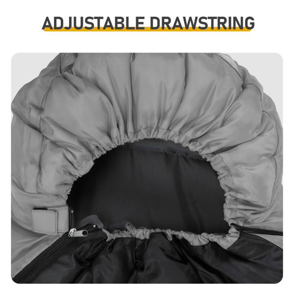 Rectangular Heated Sleeping Bag, Lightweight Sleeping Bag With Multi USB Powered Heating Pads, Waterproof Compact Envelope Sleeping Bag For Backpacking Hiking, Gray