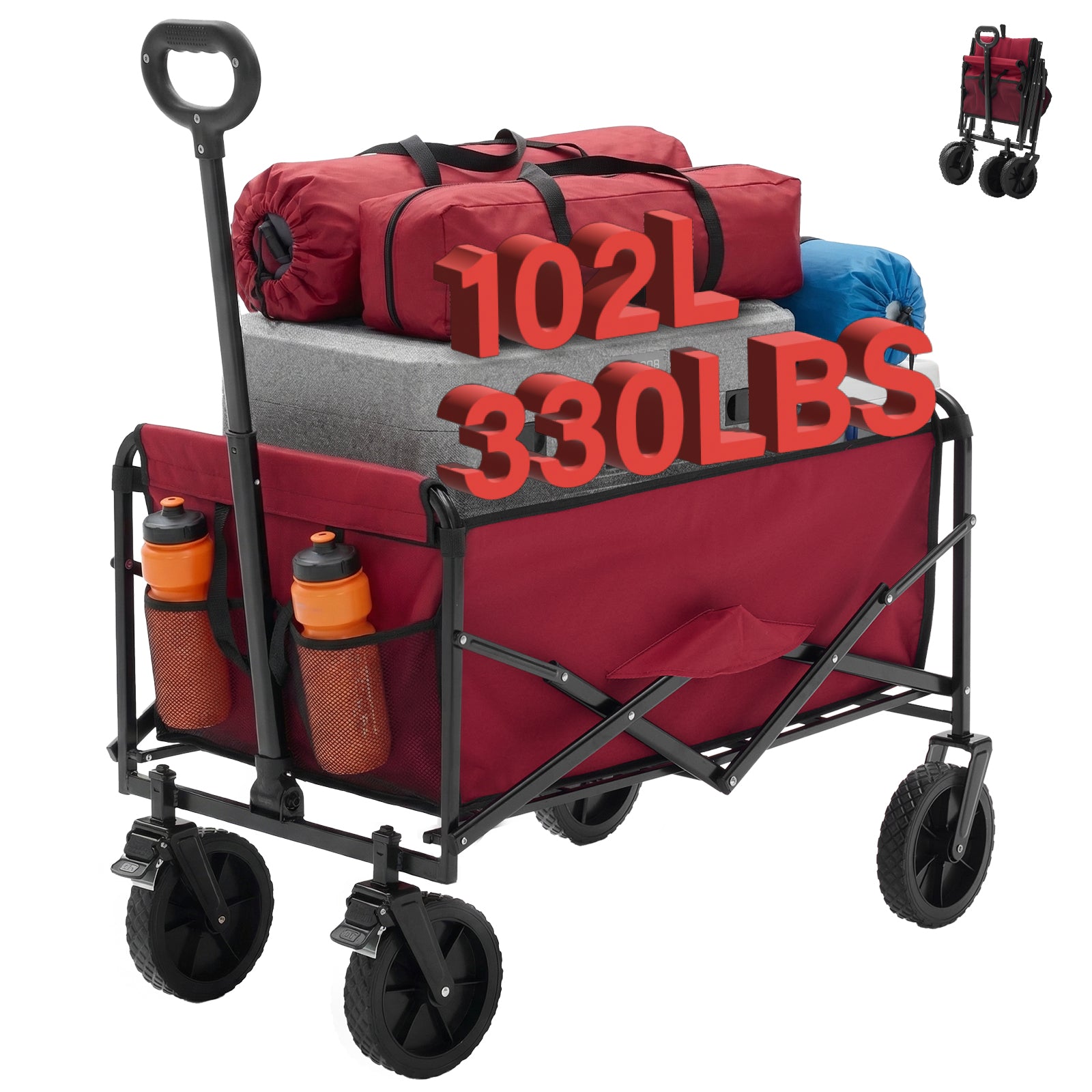 Foldable Trolley, With Wheels, Foldable, Large Capacity, 330 Pounds, Multi-functional Trolley, Heavy-duty Design, With Elastic Handles