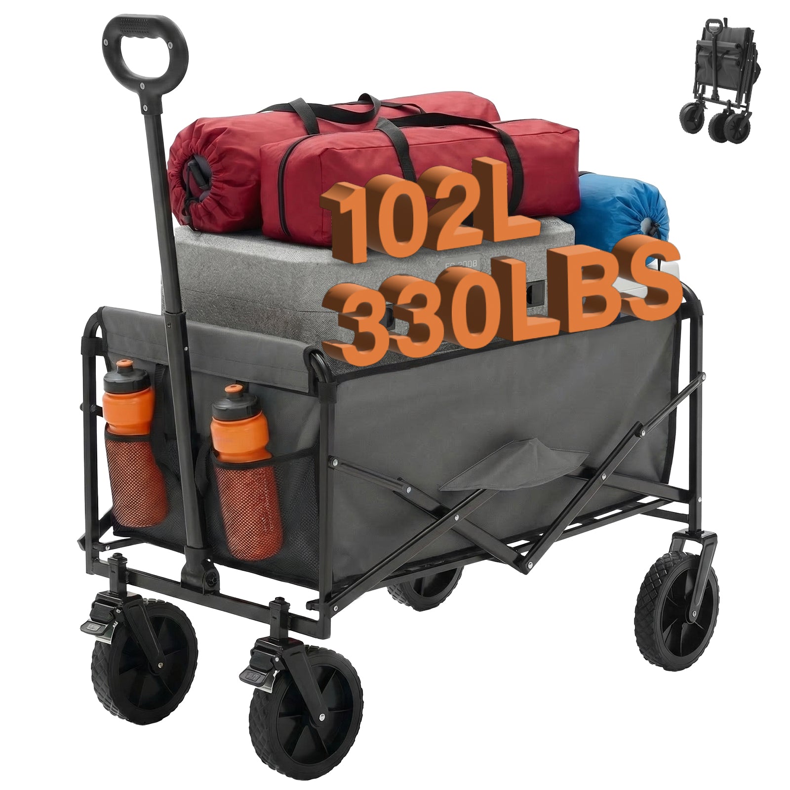 Foldable Trolley, With Wheels, Foldable, Large Capacity, 330 Pounds, Multi-functional Trolley, Heavy-duty Design, With Elastic Handles