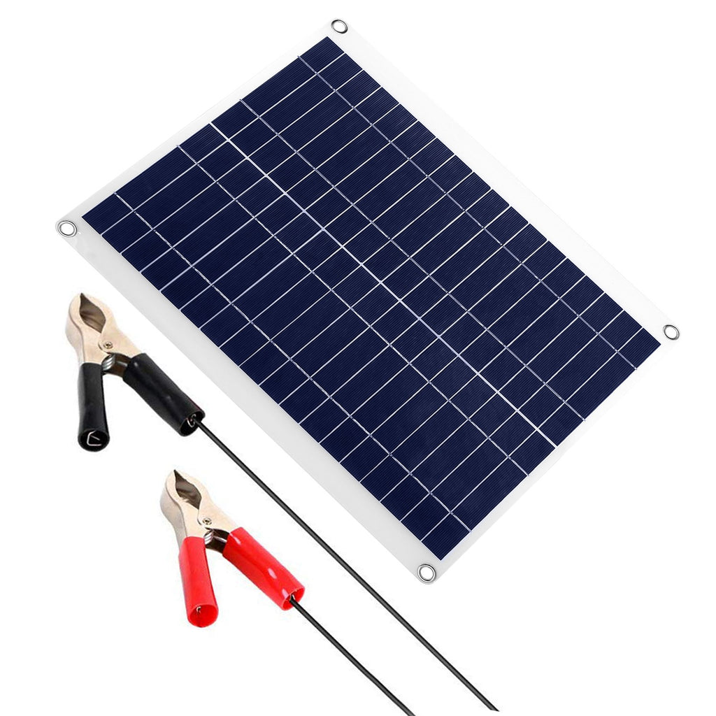 1Pc Outdoor Solar Panel 12V 25W Car Battery Charger IP68 Waterproof With 3.0A Dual USB Charging Clip Line For RV Car Boat