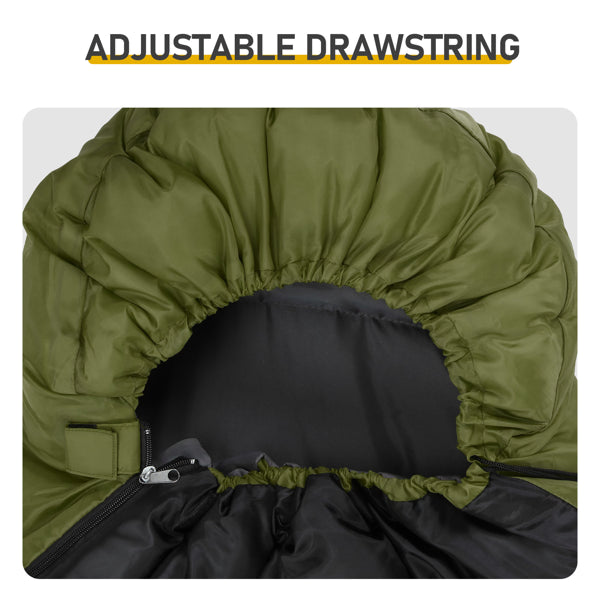 Rectangular Heated Sleeping Bag, Lightweight Sleeping Bag With Multi USB Powered Heating Pads, Waterproof Compact Envelope Sleeping Bag For Backpacking Hiking, Green