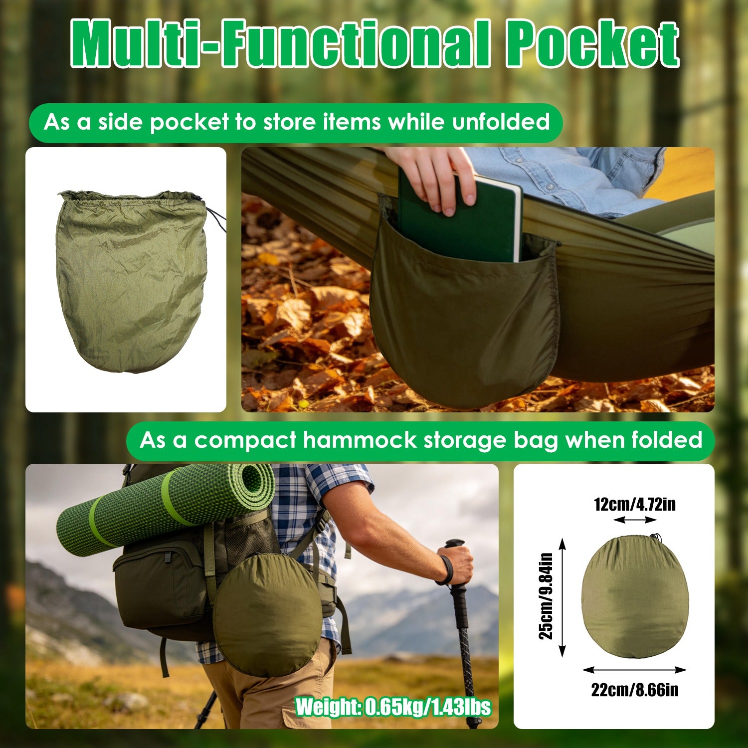 1Pc  Camping Hammock With Mosquito Net Portable Hammock Tent With Built In Mosquito Net Dual Way Zippers 440lbs Capacity Attached Storage Pocket For Outdoor Travel Camping Hiking Backpacking