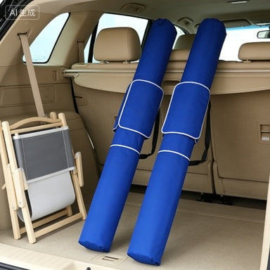 5.7 Beach Umbrella For Travel With Tilt, Adjustable Height, 2 Cup Holders, Hooks, Vent, Ruffles, Sapphire Blue