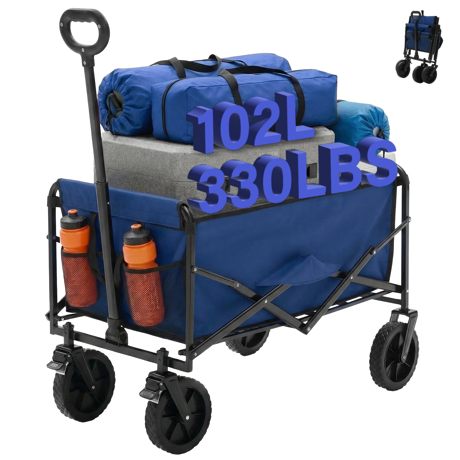 Foldable Trolley, With Wheels, Foldable, Large Capacity, 330 Pounds, Multi-functional Trolley, Heavy-duty Design, With Elastic Handles