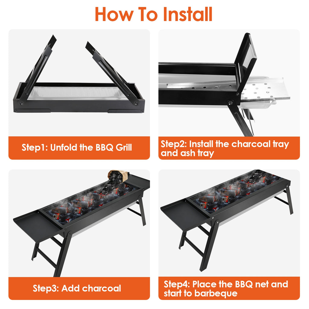 1Pc Foldable Charcoal BBQ Grill Stainless Steel Grill Net Easy Setup Portable Tabletop Barbecue Grill For Camping Picnic Outdoor Party Yard Fedex Shipping
