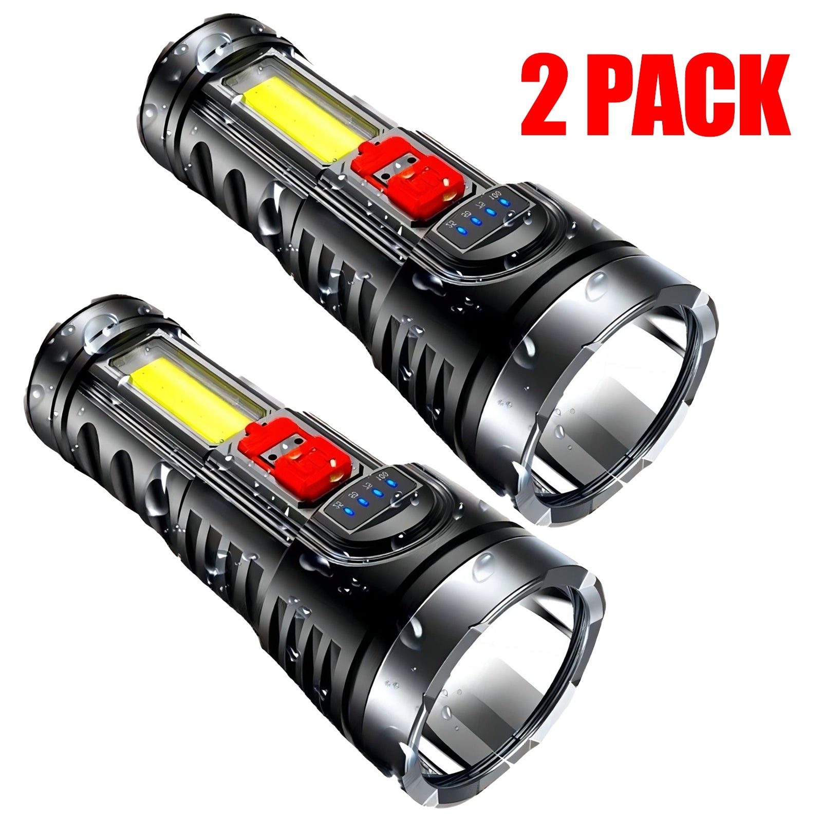 LED Flashlight Torch Rechargeable Work Light Built-in Battery