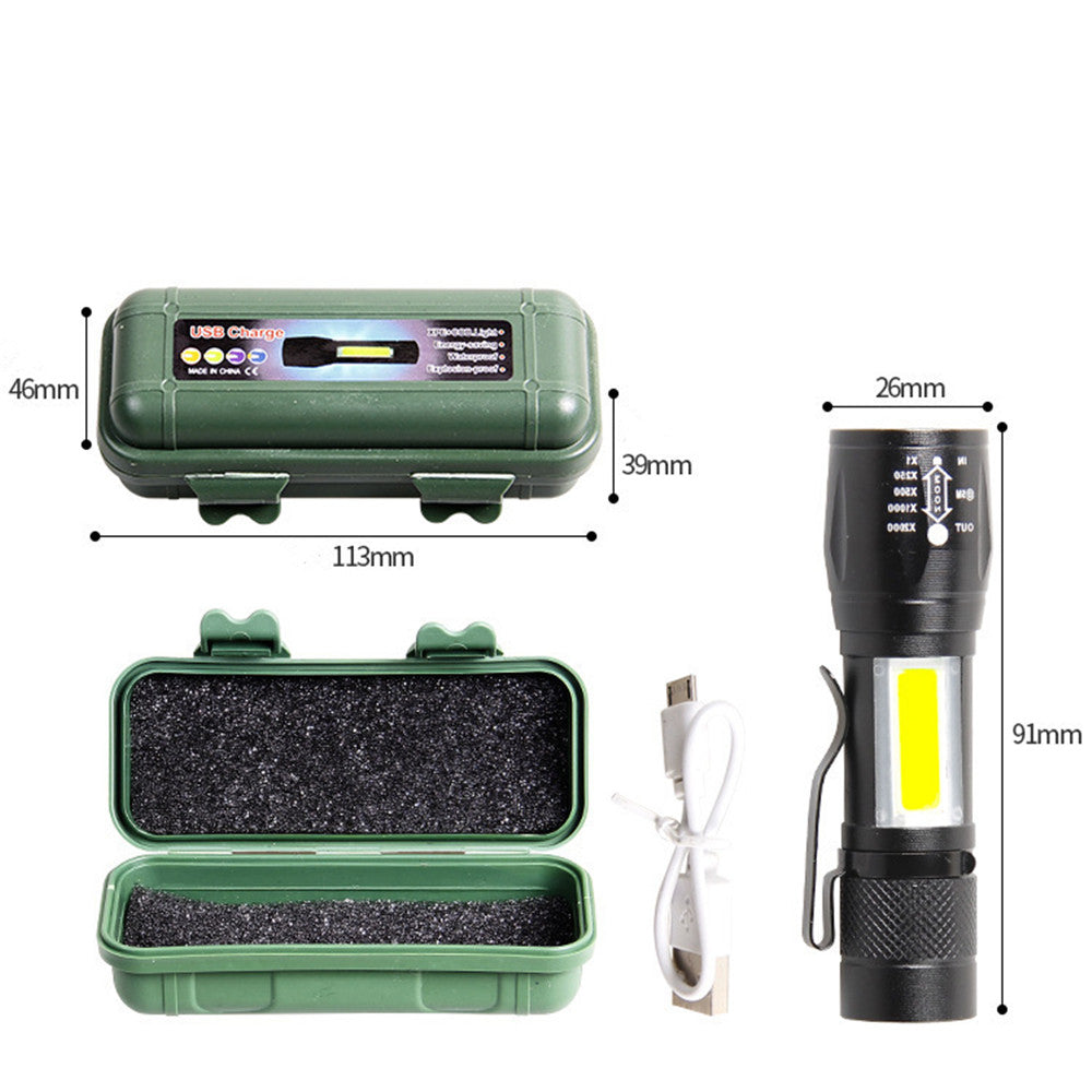 LED Telescopic Flashlight Military Torch USB Rechargeable Pen Light For Camping