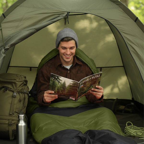 Rectangular Heated Sleeping Bag, Lightweight Sleeping Bag With Multi USB Powered Heating Pads, Waterproof Compact Envelope Sleeping Bag For Backpacking Hiking, Green