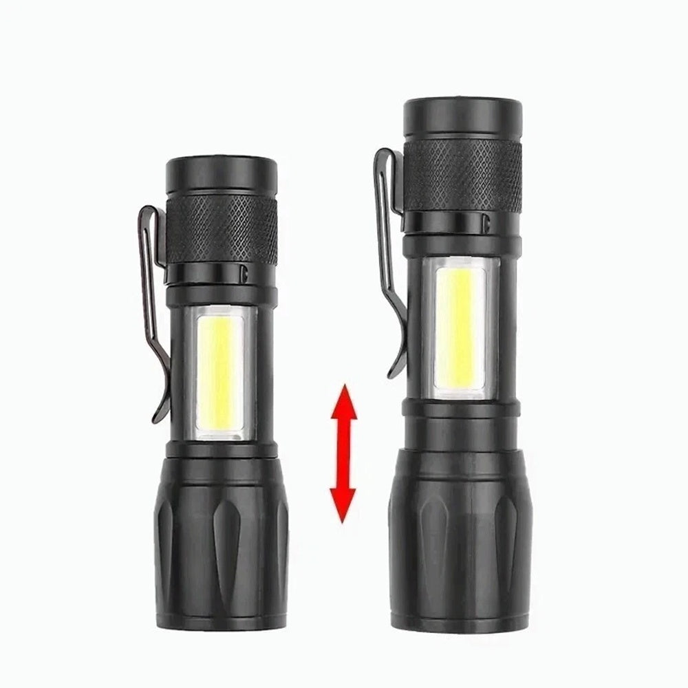 LED Telescopic Flashlight Military Torch USB Rechargeable Pen Light For Camping
